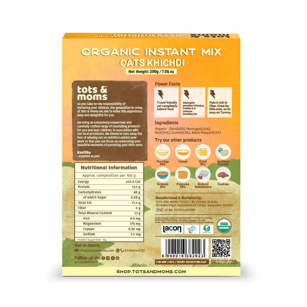 Tots and Moms Organic Oats Khichdi Instant Mix - Distacart