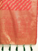 Thumbnail for Lorenvalley Fashion Red Soft Silk Woven Design with Zari Weaving Leheriya Design Saree - Distacart