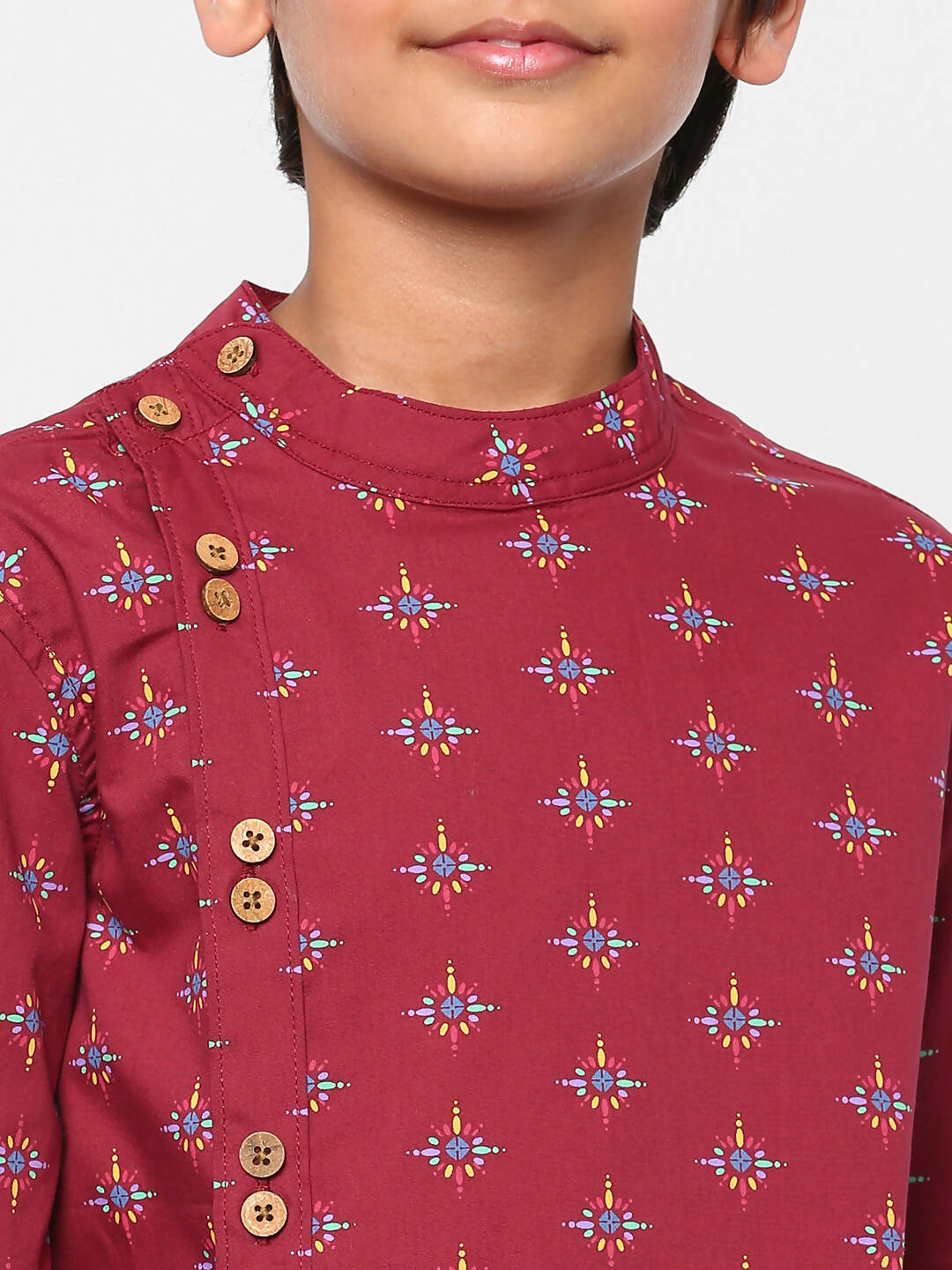 Manet Ethnic Full Sleeves Printed Shirt - Maroon - Distacart
