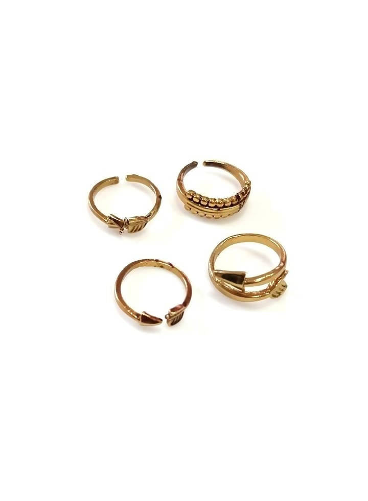 Bling Accessories Antique Brass Brass Metal Finger Ring Set pack of 4 Pcs