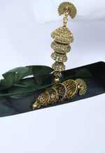 Thumbnail for Mominos Fashion Johar Kamal Peacock Design Golden Colour Earrings - Distacart