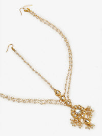 Thumbnail for Gold-Plated White Kundan Studded Matha Patti - Ruby Raang - Distacart