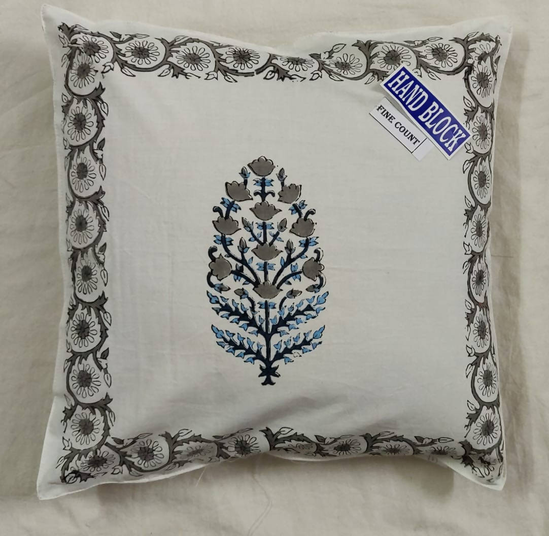 The Decor Nook Grey Floral Pattern With Grey Border Cushion Cover - Distacart
