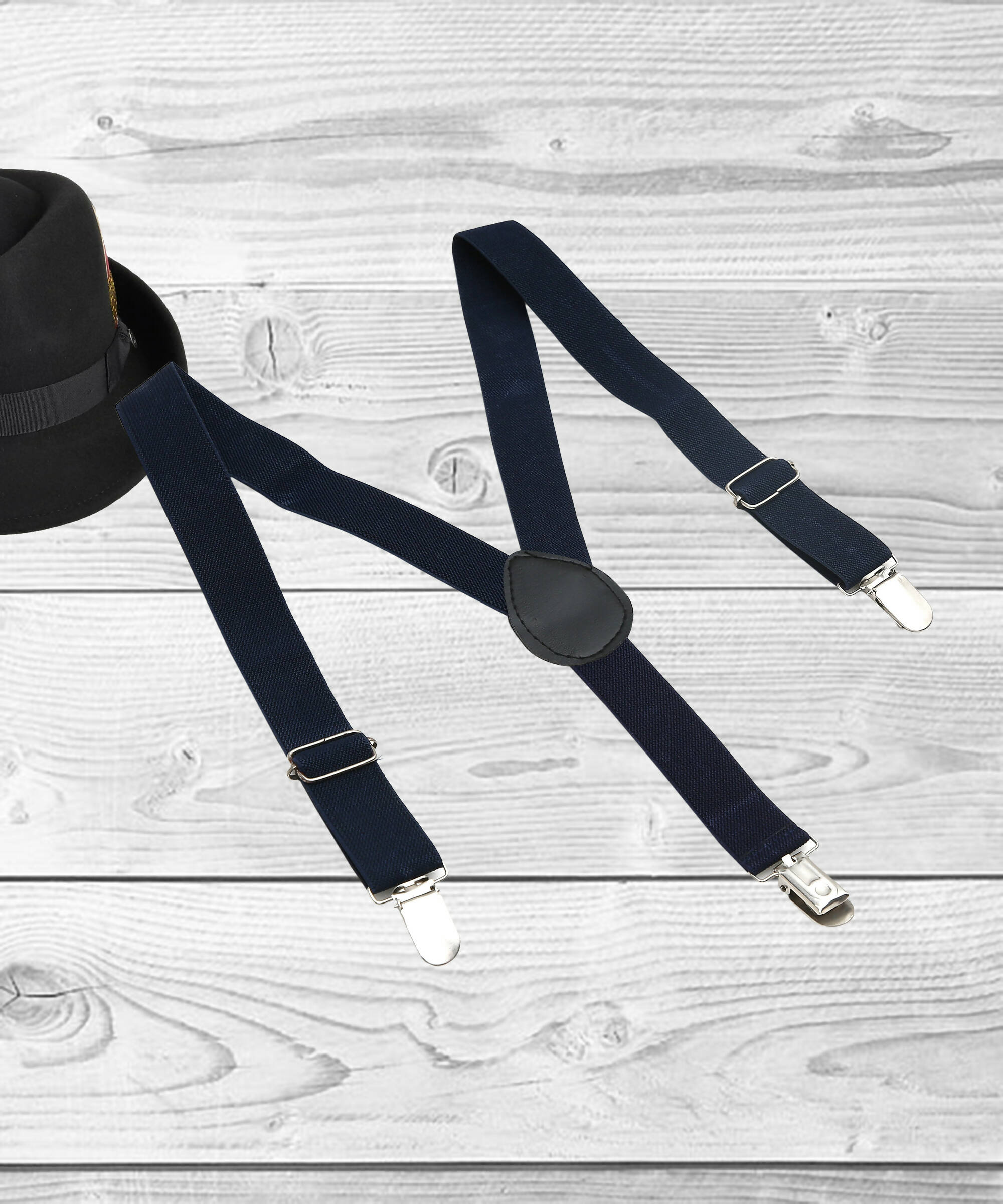 Manet Boys Solid Suspenders - Navy Blue - Distacart