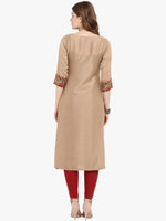 Thumbnail for Janasya Brown Printed Straight Kurta - Distacart