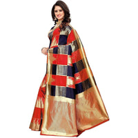 Thumbnail for Vamika Banarasi Jaquard Red Weaving Saree (Banarasi 28)