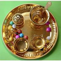 Thumbnail for Chahat Premium Living Brass Pooja Thali Set