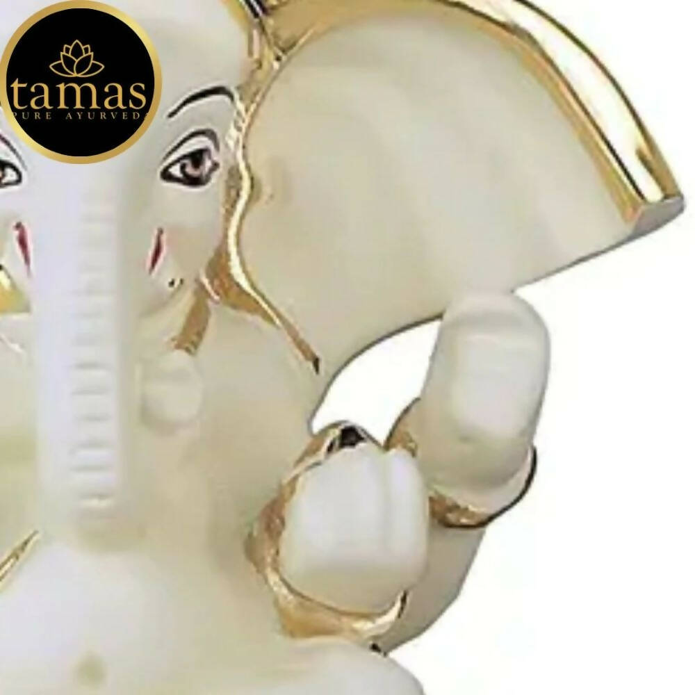 Tamas Gold Plated Gaj Karna Ganesh Idol Off White & Gold Color - Distacart
