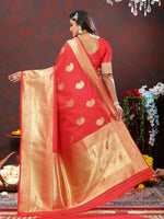 Thumbnail for Lorenvalley Fashion Red Soft Silk Woven Design Gold Zari Weaving Saree - Distacart