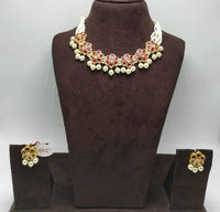 Thumbnail for Khavi Arts Enamel Studded Pearl Choker-Pink - Distacart