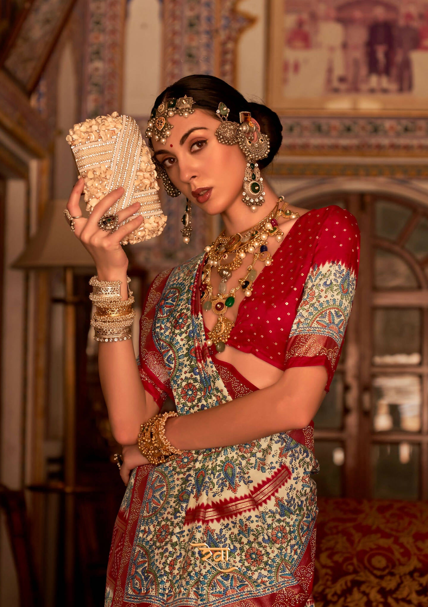 Red P V Silk Digital Print, Zari Work Printed Saree - Rewaa Parampara - Distacart