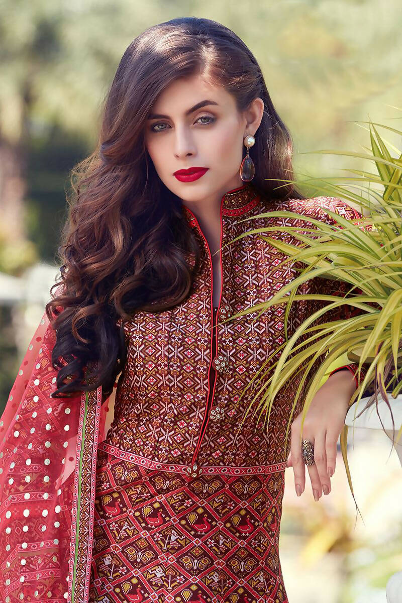 Partywear Designer Red Heavy Soft Killer Silk Salwar Suit - Anbazaar - Distacart