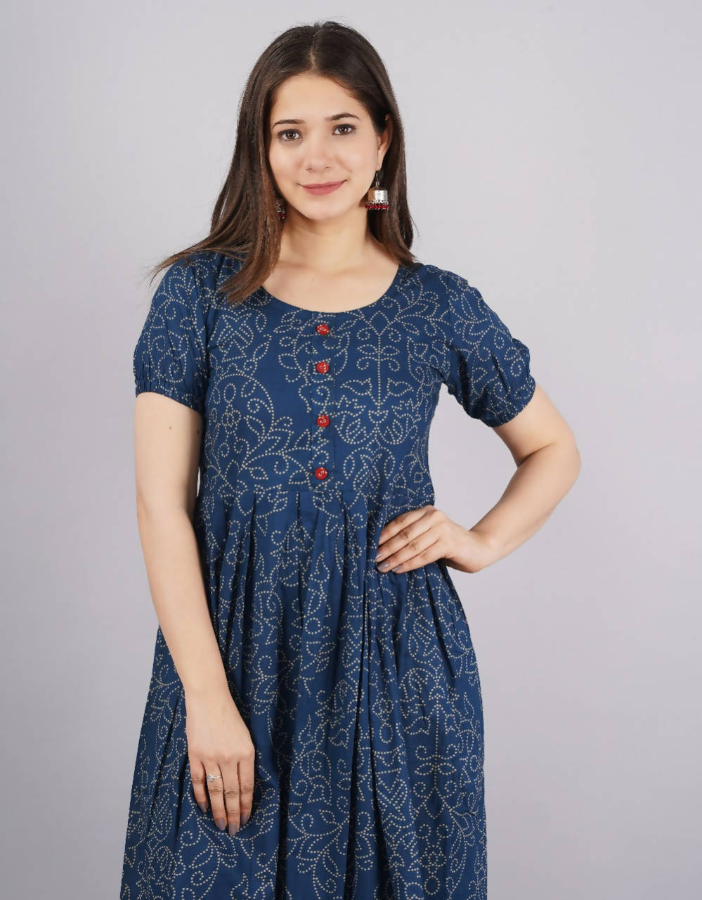 Vamika Blue Cotton Printed Party Wear/Casual Wear Kurti - Distacart