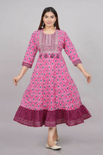 Thumbnail for House of RP Women's Pink Cotton Kurta & Dupatta Set - Distacart