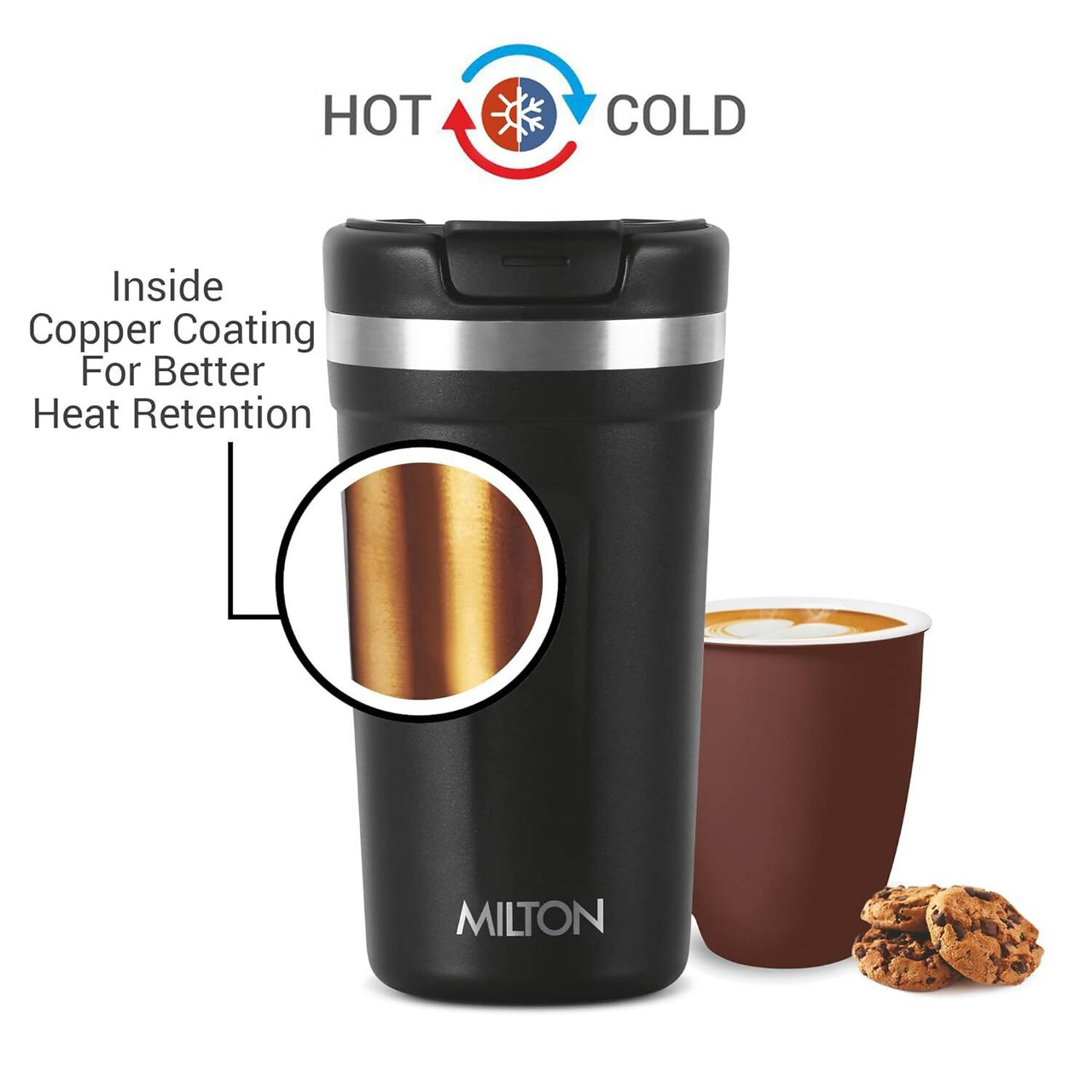 Milton Corral Thermosteel Insulated Coffee Mug Tumbler - 400ml (Black) - Distacart