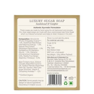 Forest Essentials Luxury Sugar Soap Sandalwood & Camphor - Distacart