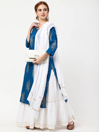Thumbnail for Cheera Kurta with Skirt & Embroidered Dupatta Set (CH111KSD) - Distacart
