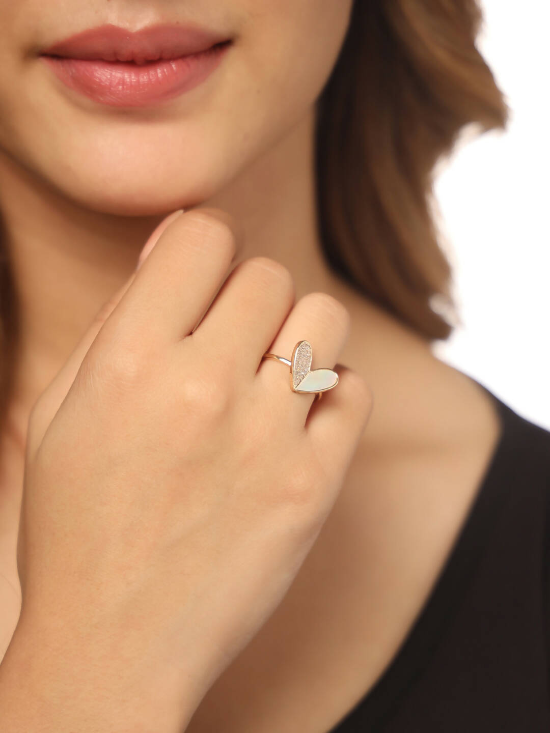 NVR Women's Gold-Plated Stylish Ring With Ad Stones - Distacart