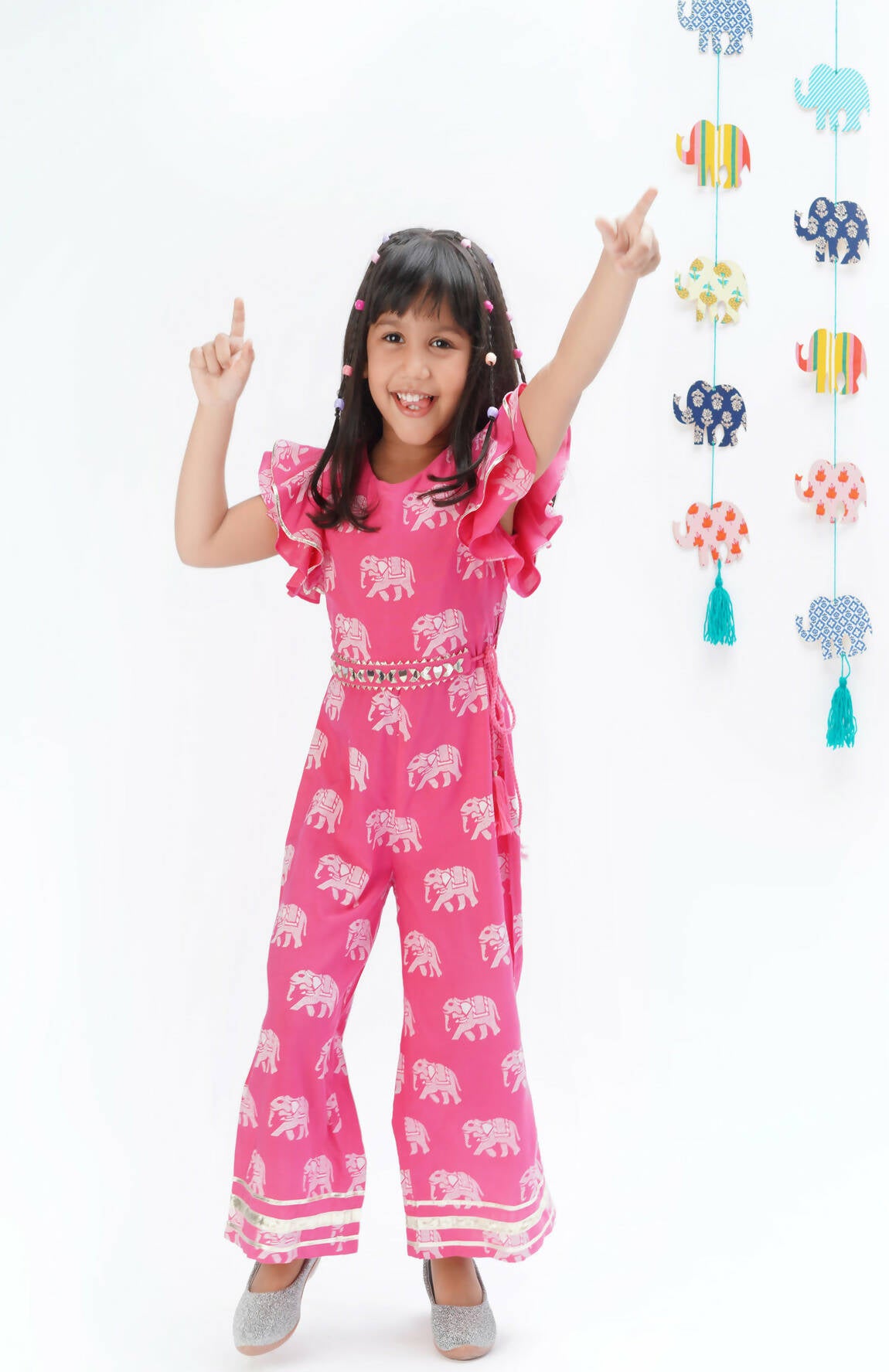 Lil Drama Trunk Tales Girls Pink Flutter Sleeve Jumper - Distacart