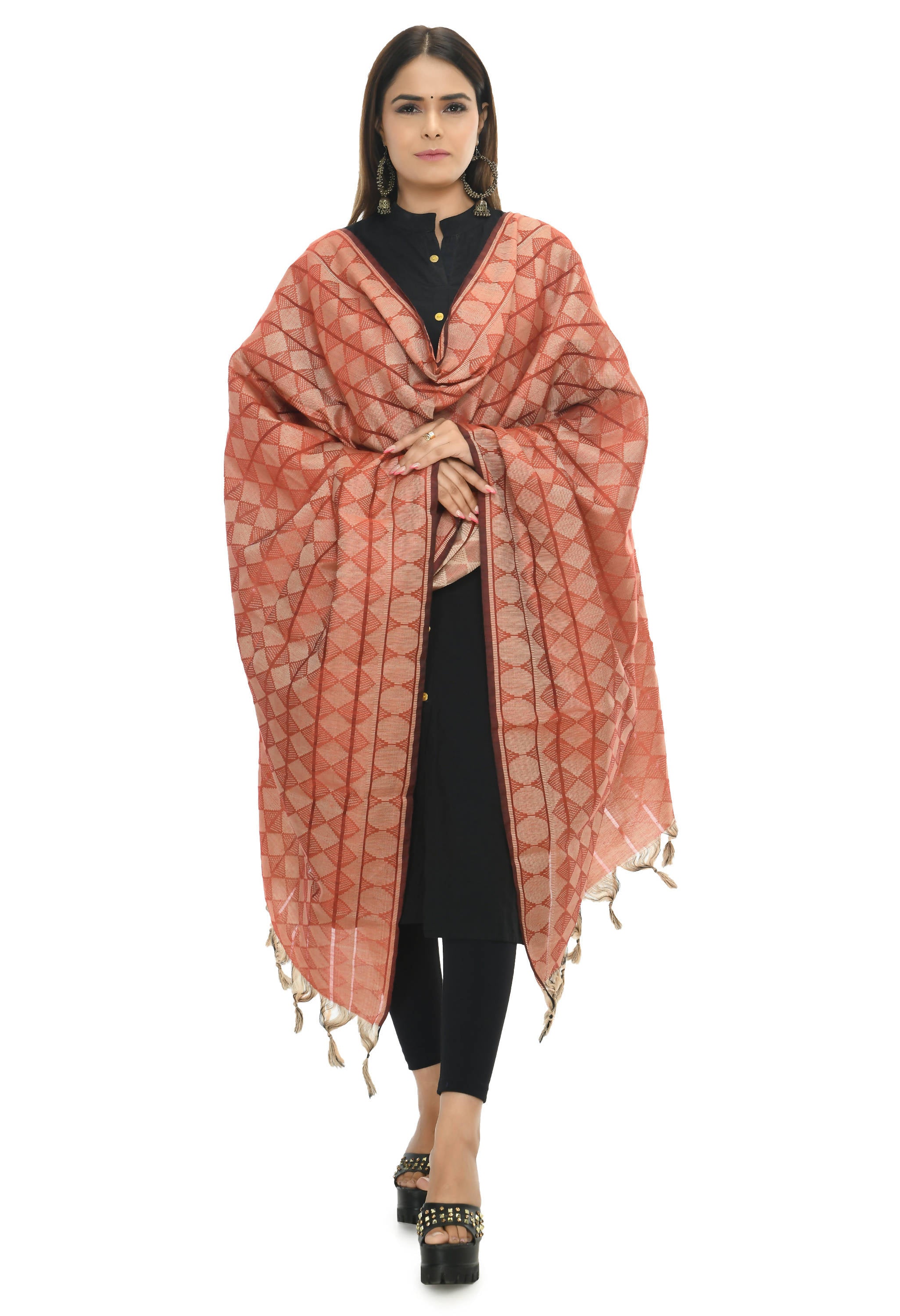 Mominos Fashion Moeza Handloom Cotton Red Dupatta - Distacart