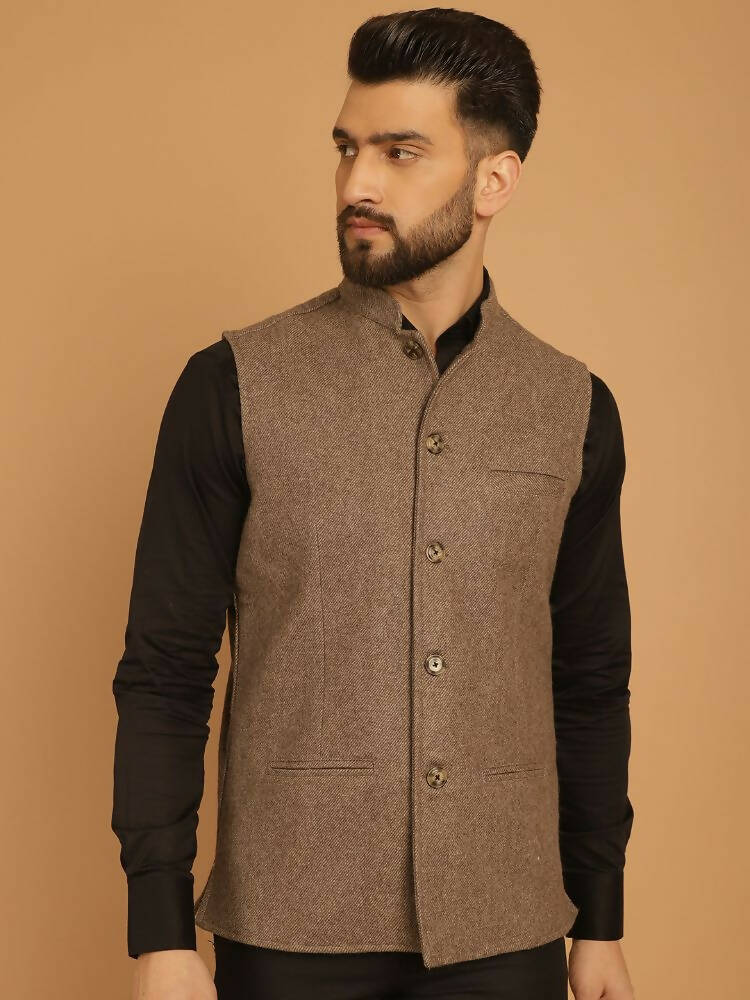 Even Apparels Pure Wool Nehru Jacket - Beige - Distacart