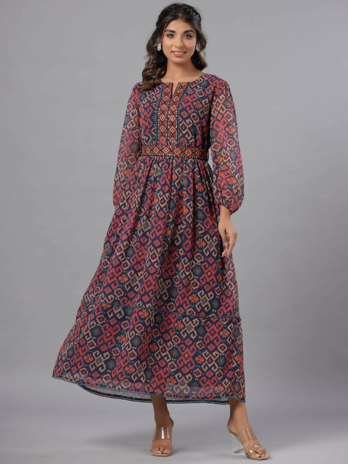 Juniper Women Multi Coloured Chiffon Printed Maxi Dress - Distacart