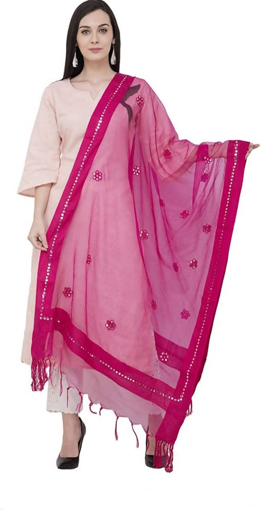 Mominos Fashion Pink Orgenza Gota Flower Dupatta