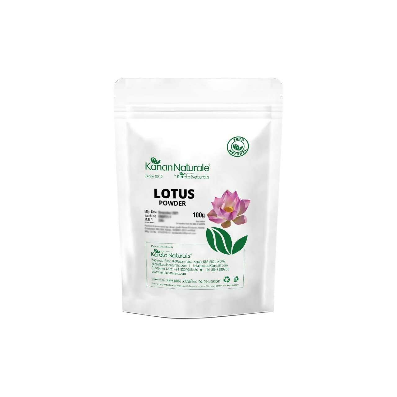 Kerala Naturals Lotus Powder - Distacart