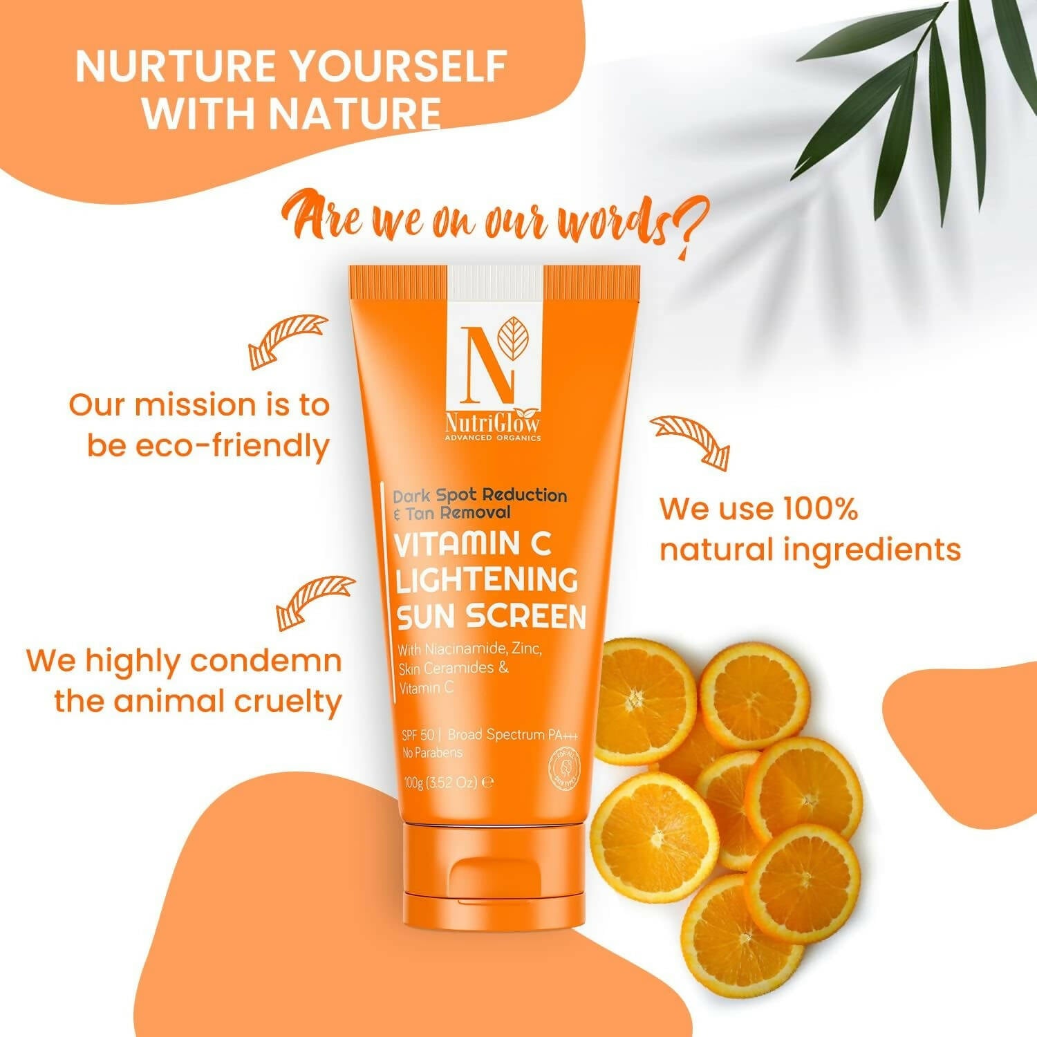 NutriGlow Advanced Organics Vitamin C Lightening Sunscreen SPF50 PA+++ - Distacart