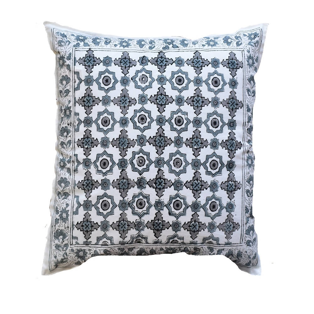 The Decor Nook Grey Jaal Print With Grey Border Cushion Cover - Distacart