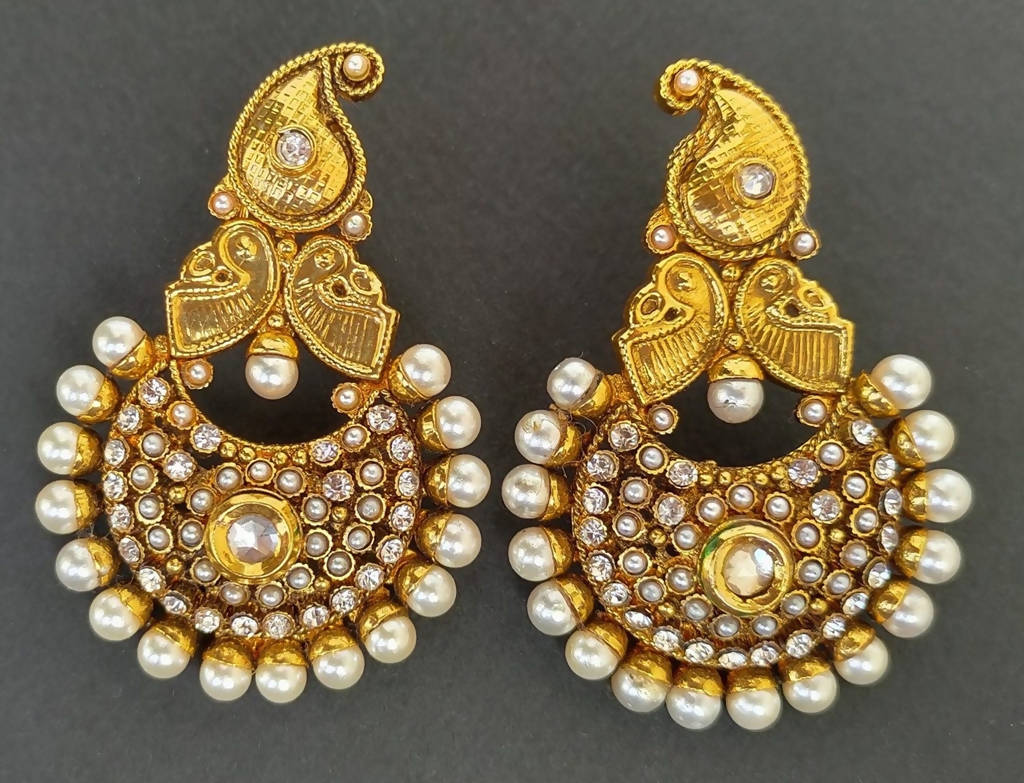 White Kemp Mango Designer Earrings - Distacart