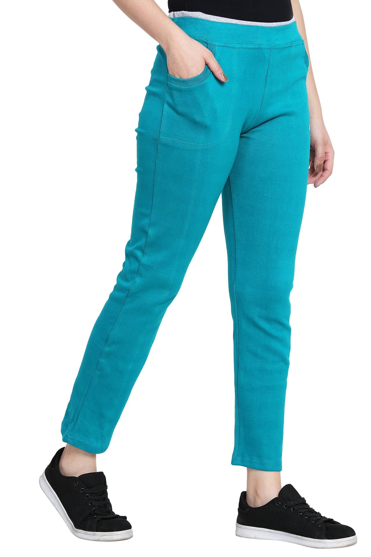 Asmaani Turquoise color Hosiery Lower with Two Side Pockets.