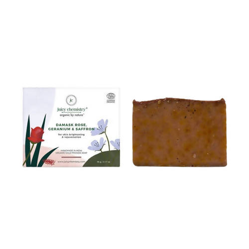 Juicy Chemistry Damask Rose, Geranium & Saffron Soap For Skin - Distacart