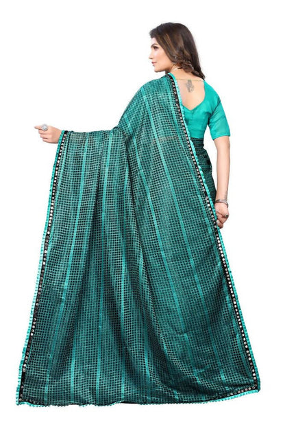 Vamika Rama Green Lycra Knitted Saree
