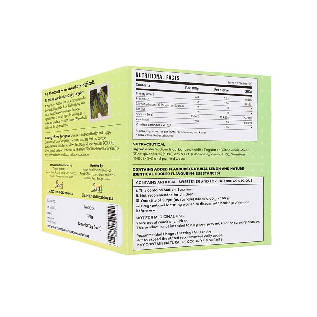 Kapiva Ayurveda Amla & Zinc Fizz - Lime Flavour