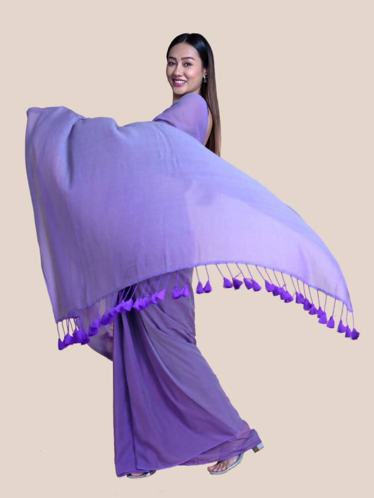 Suta Lavender Solid Mul Saree - Distacart