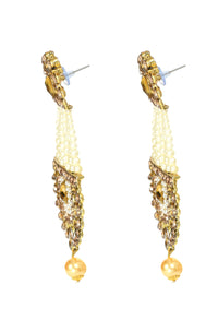 Thumbnail for Mominos Fashion Johar Kamal Earrings With Kundan & Pearls Work - Distacart