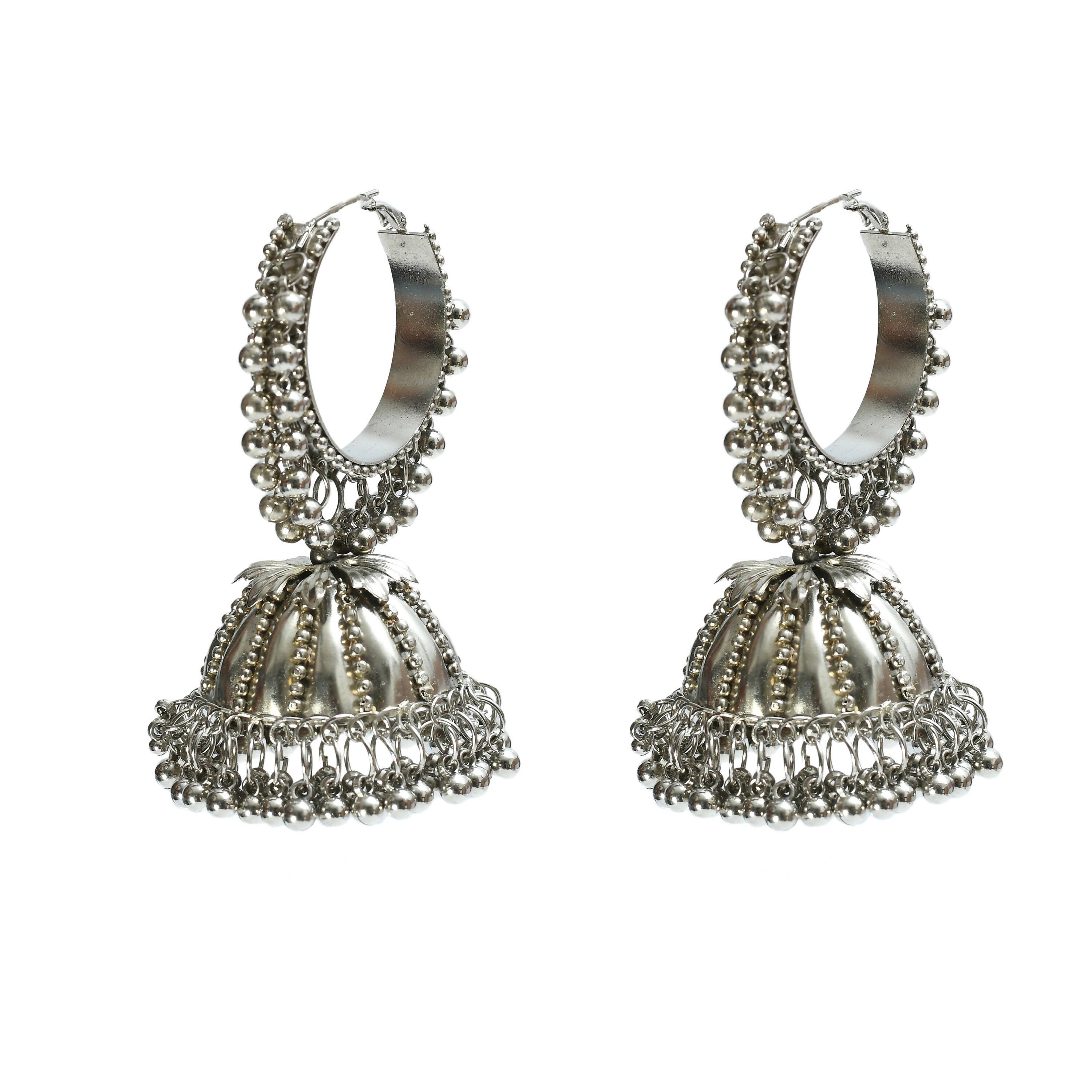 Mominos Fashion Johar Kamal Oxidised Silver-Plated Brass Finish Ghungroo Necklace with Earrings For Women - Distacart