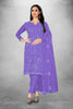 Lavender Heavy Organza Silk Embroidered Unstitched Dress Material - Amara - Distacart
