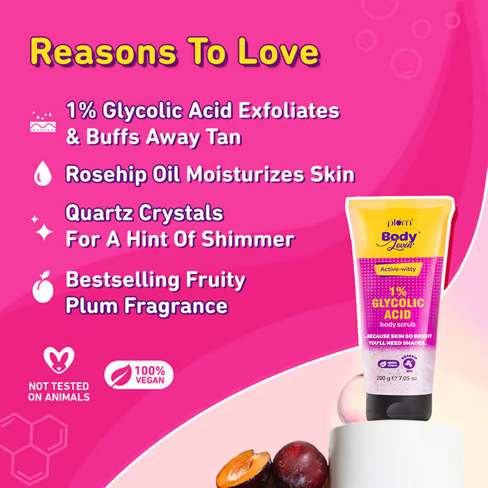 Plum BodyLovin Active-witty 1% Glycolic Acid Body Scrub - Distacart