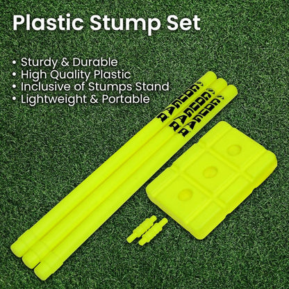 Cougar Plastic Cricket Stumps Set (Portable Plastic Wicket Set) with Stand & Bails - Distacart