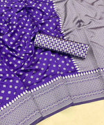 Thumbnail for DEIANA'S Beautiful Golden Jari with New Design Soft Lichi Silk Saree - Purple - Distacart