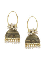 Thumbnail for NVR Women Gold Toned Contemporary Jhumkas Earrings - Distacart
