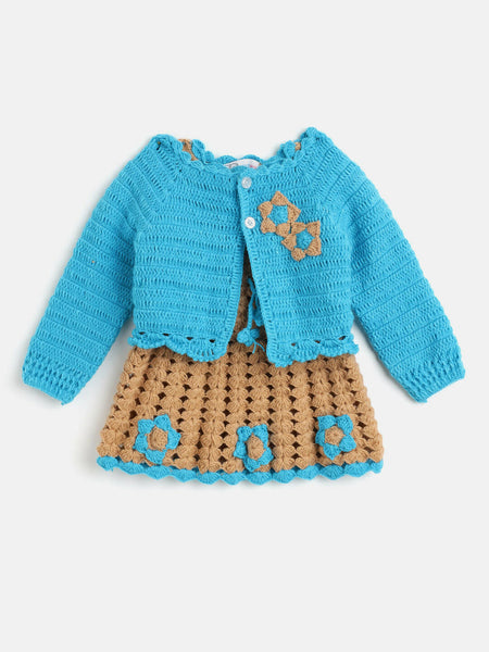ChutPut Hand knitted BlueBerry Wool Dress - Blue - Distacart