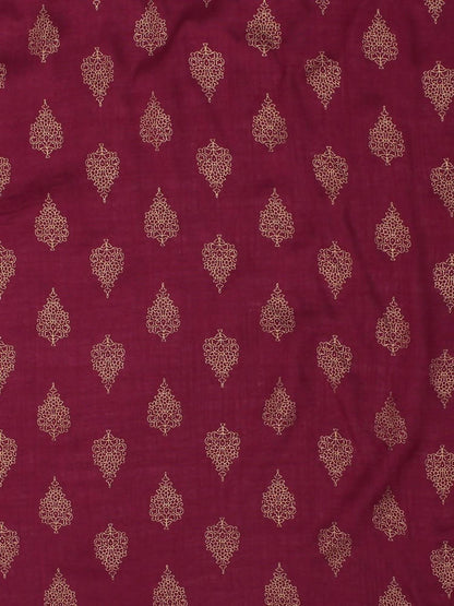 Yufta Women Burgundy Solid Kurta with Palazzo & Dupatta