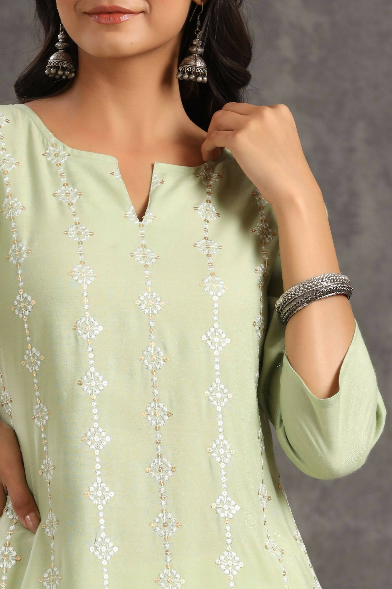 Juniper Women Lightolive Rayon Embroidered A-Line Dress - Distacart