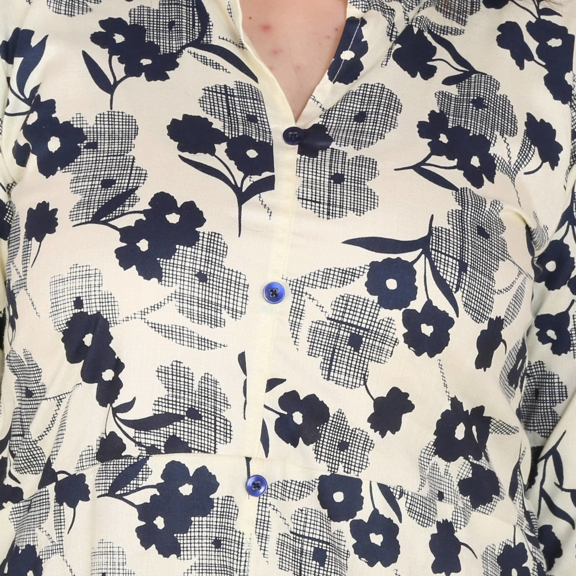 Kanoor Women's multi rayon high low kurti