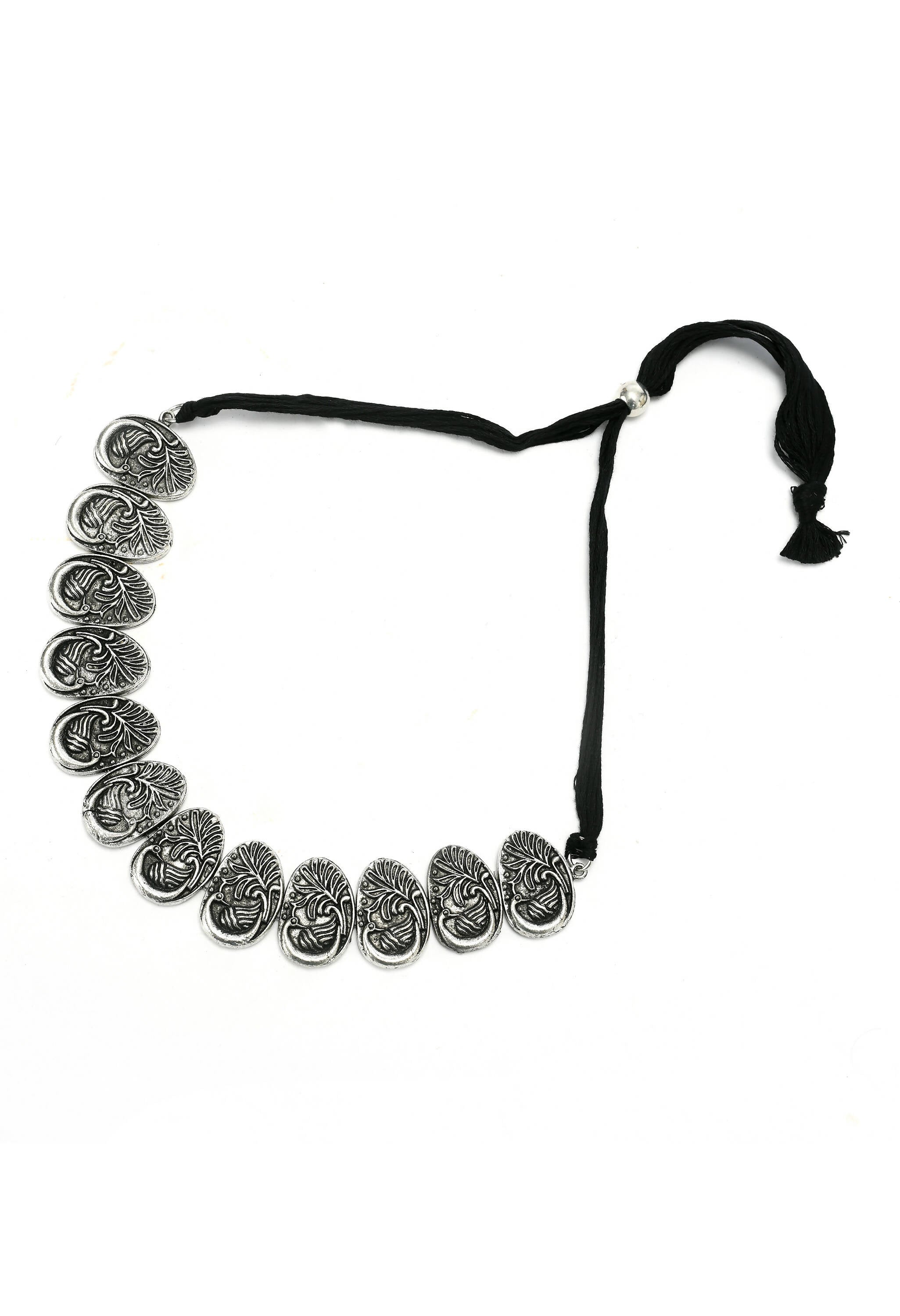 Mominos Fashion Johar Kamal Oxidised Silver-Plated Brass Finish Choker For Women - Distacart