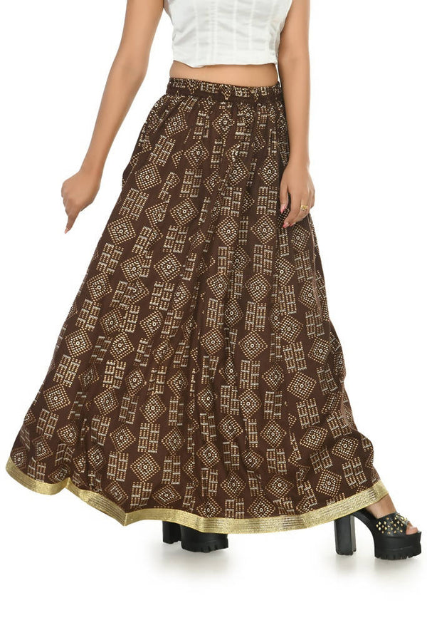 Mominos Fashion Moeza Cotton Coffee Color Printed Lehenga (Lancha)