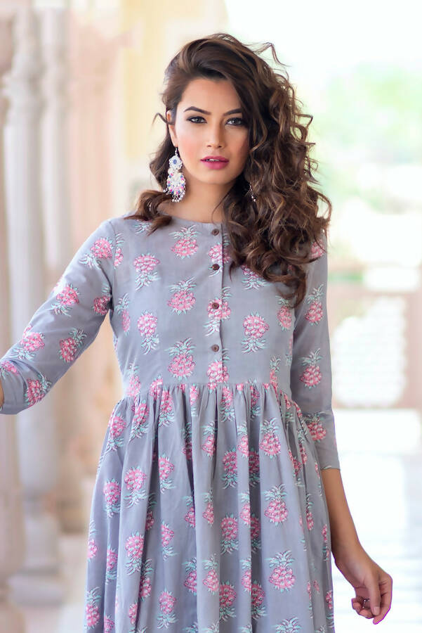 Partywear Designer Lavender Pure Maslin Gown - Anbazaar - Distacart